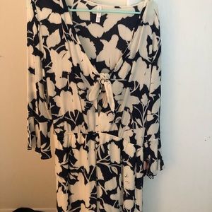 Blue and white floral romper